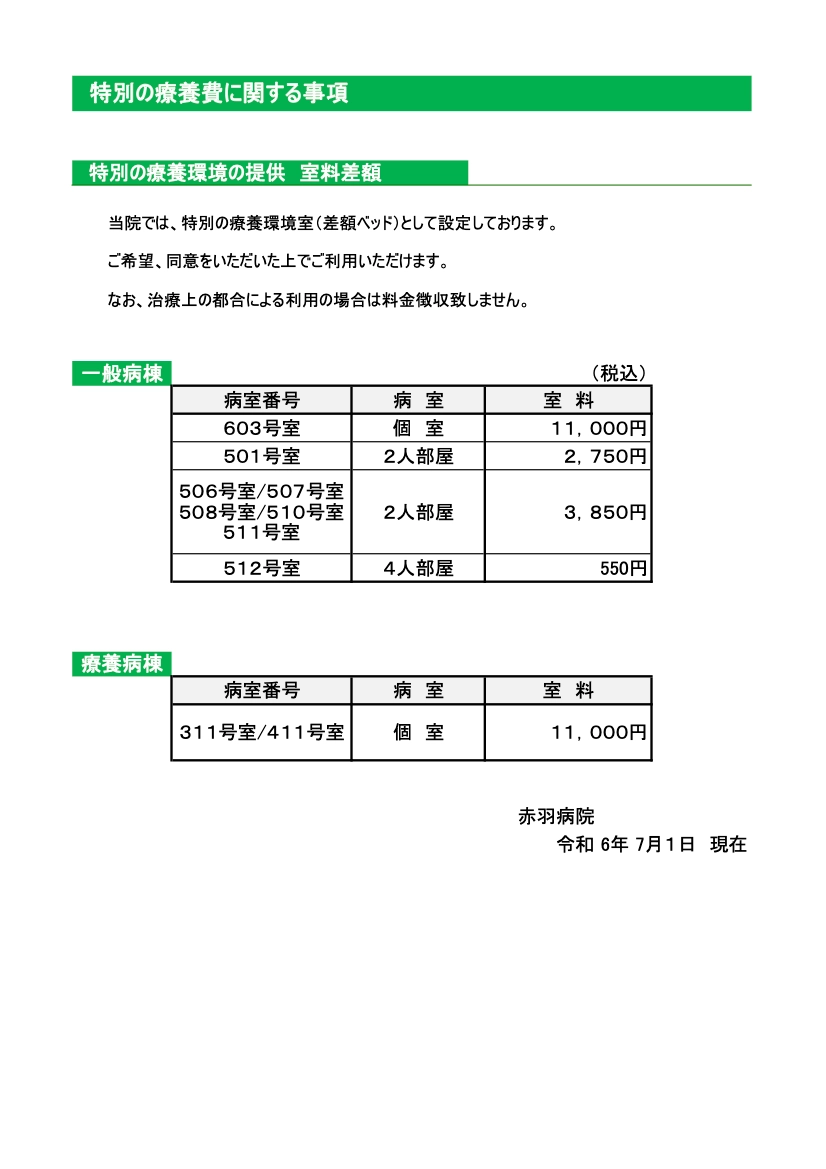 差額室料